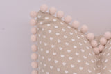 "Home is Where the Heart is" - Pompom Cushion (Oatmeal trim)
