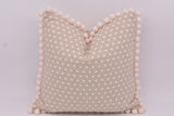 "Home is Where the Heart is" - Pompom Cushion (Oatmeal trim)