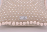 "Home is Where the Heart is" - Pompom Cushion (Oatmeal trim)